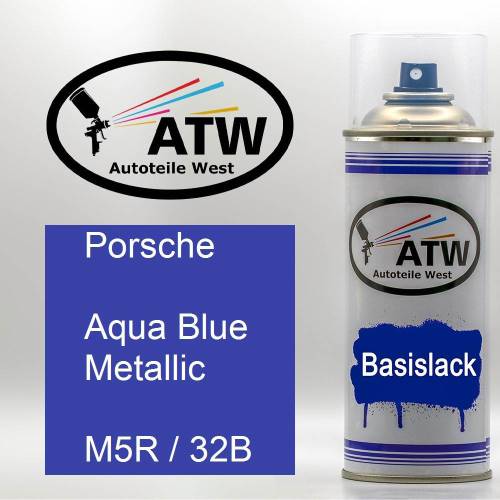 Porsche, Aqua Blue Metallic, M5R / 32B: 400ml Sprühdose, von ATW Autoteile West.